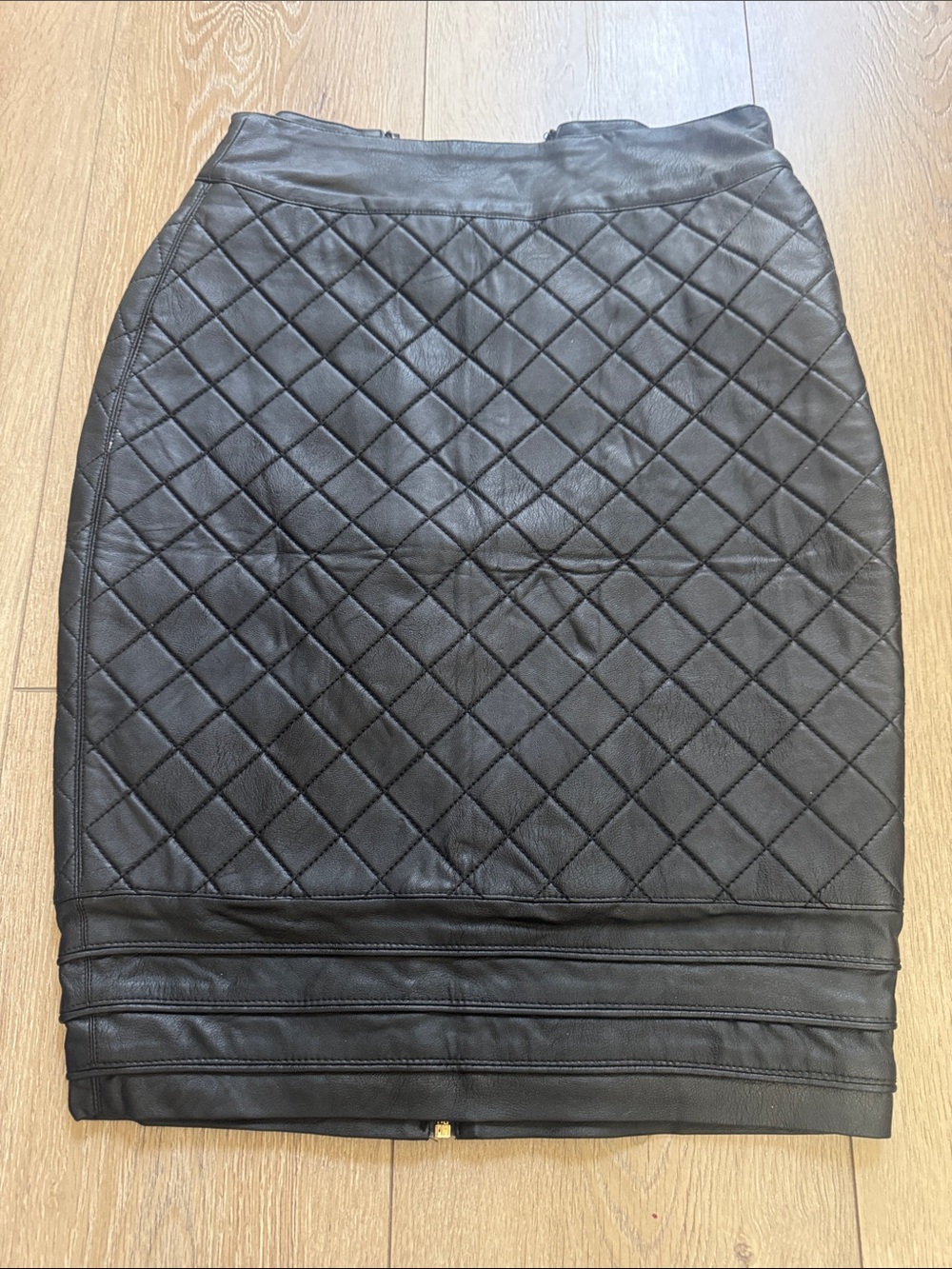Black Quilted Faux Leather Pencil Skirt